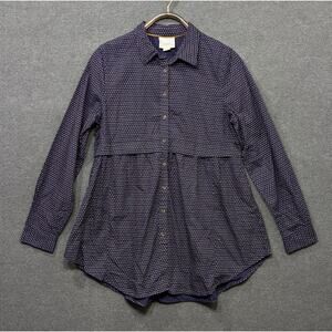 Meave Anthropologie Polka Dot Tunic Womens Large Shirt Peplum Empire Waist